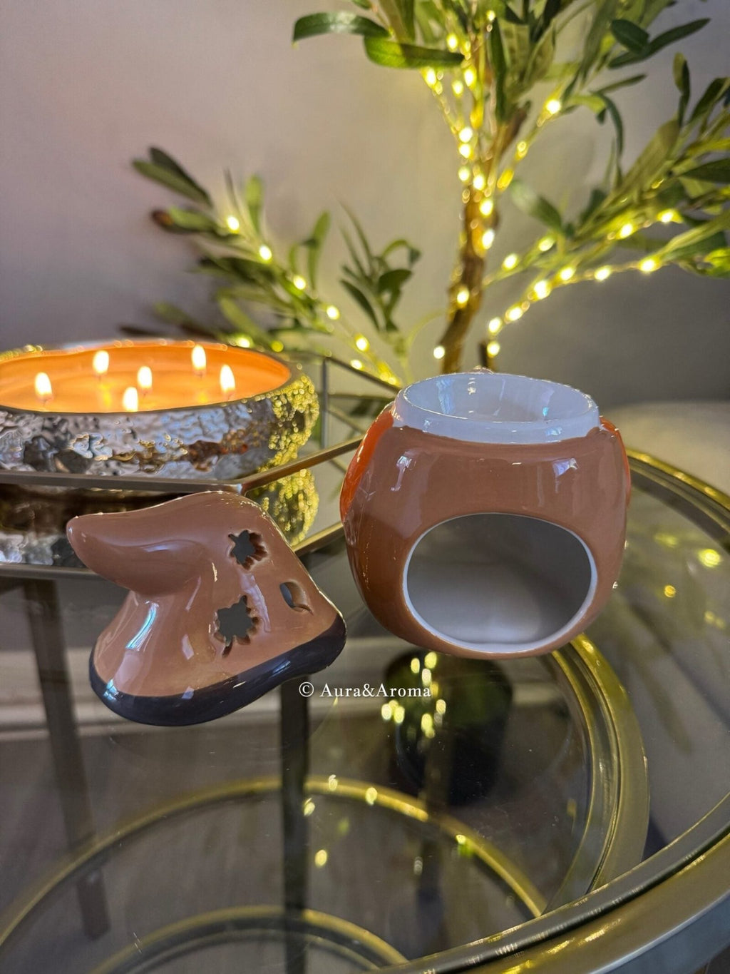 Autumn Gnome Wax Burner – Cozy Ceramic Pumpkin Candle & Wax Melt Warmer | Fall Home Décor, Halloween Accent, and Aromatherapy Gift Idea 🎃🕯️ - Aura & Aroma