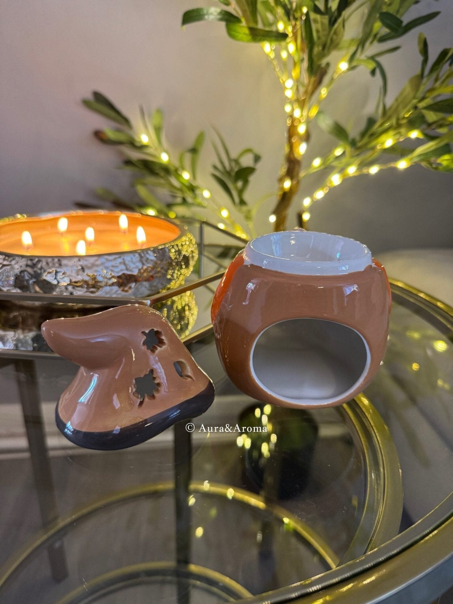 Autumn Gnome Wax Burner – Cozy Ceramic Pumpkin Candle & Wax Melt Warmer | Fall Home Décor, Halloween Accent, and Aromatherapy Gift Idea 🎃🕯️ - Aura & Aroma