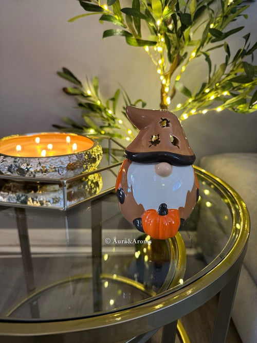 Autumn Gnome Wax Burner – Cozy Ceramic Pumpkin Candle & Wax Melt Warmer | Fall Home Décor, Halloween Accent, and Aromatherapy Gift Idea 🎃🕯️ - Aura & Aroma