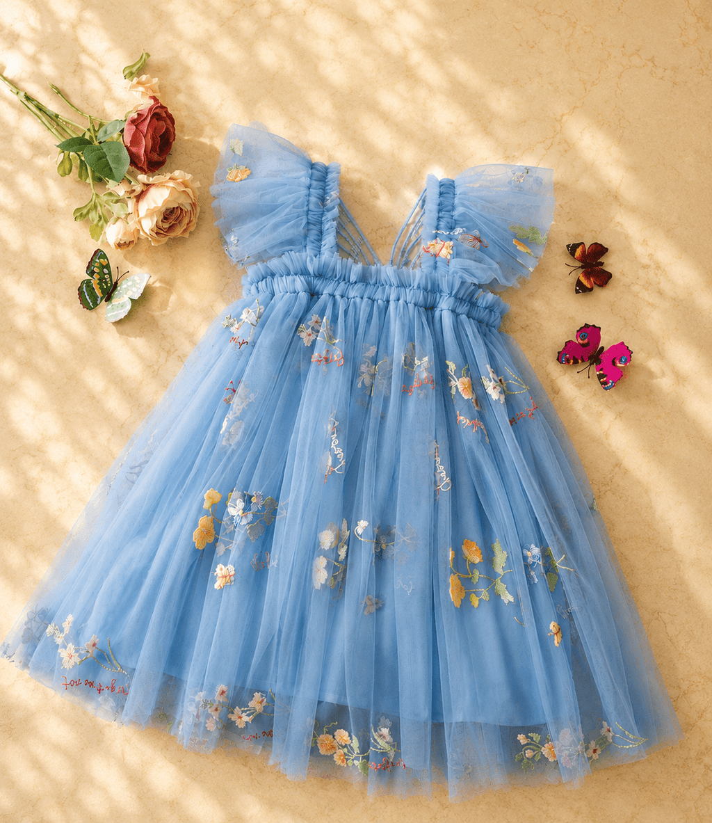 Blue fairy tutu tulle princess dress for birthdays wedding and cake smash - Aura & Aroma