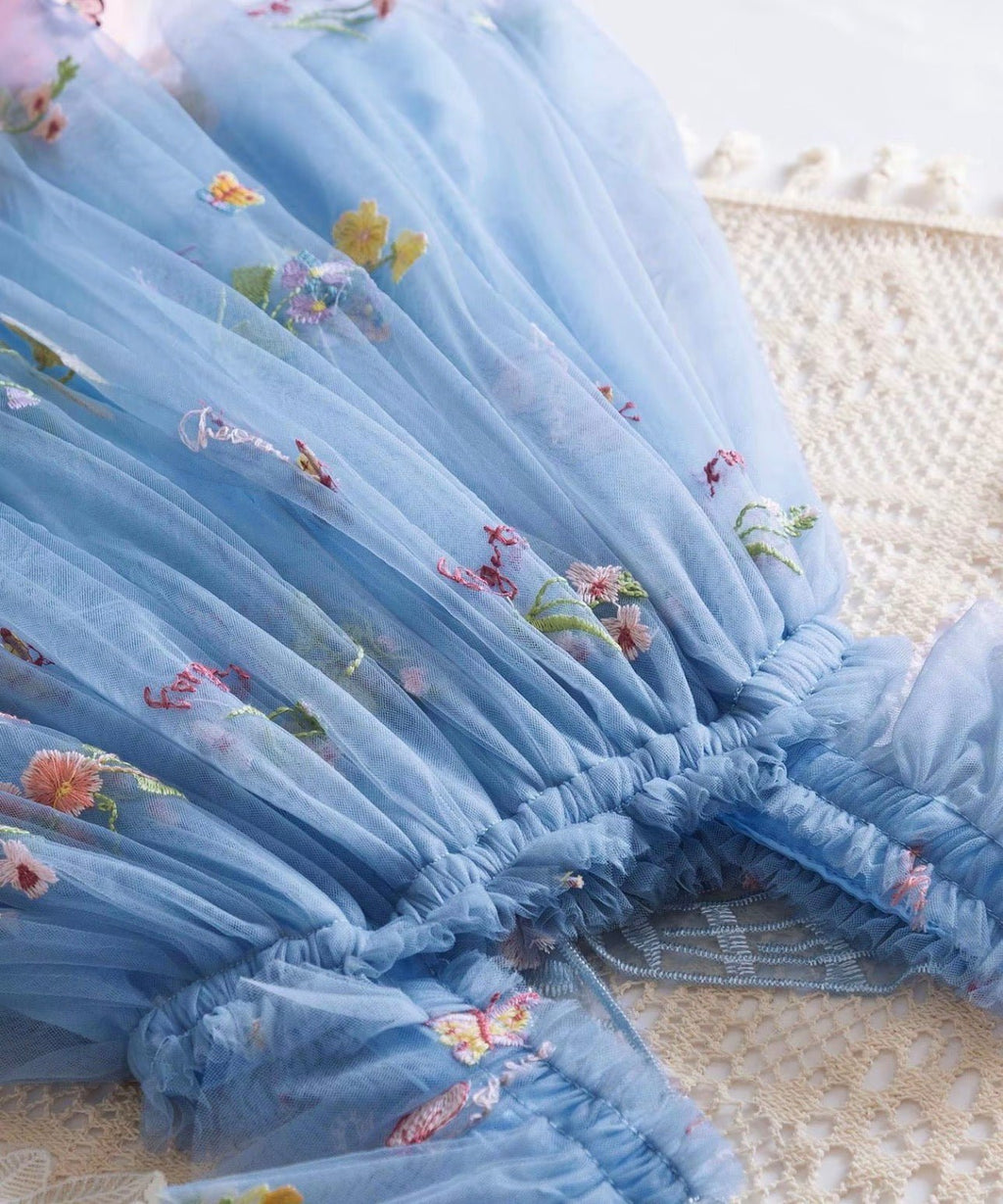 Blue fairy tutu tulle princess dress for birthdays wedding and cake smash - Aura & Aroma