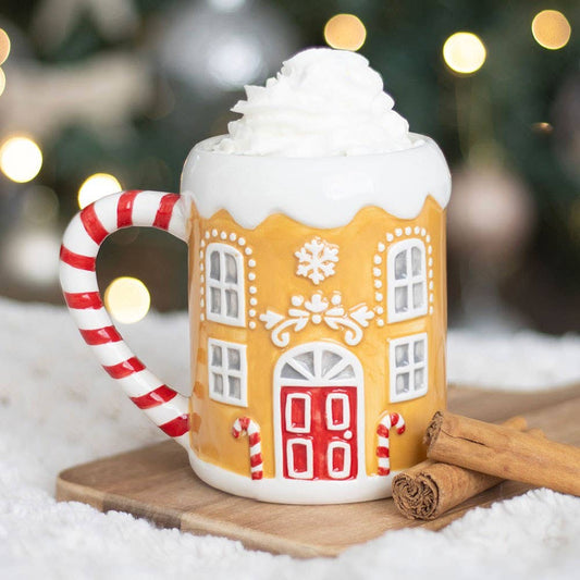Candy Cane Gingerbread House Christmas Mug - Aura & Aroma