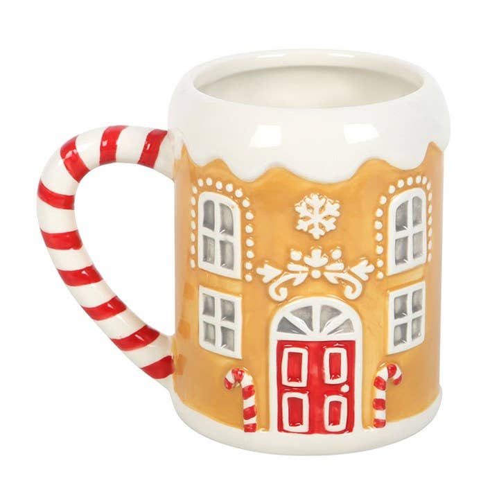 Candy Cane Gingerbread House Christmas Mug - Aura & Aroma