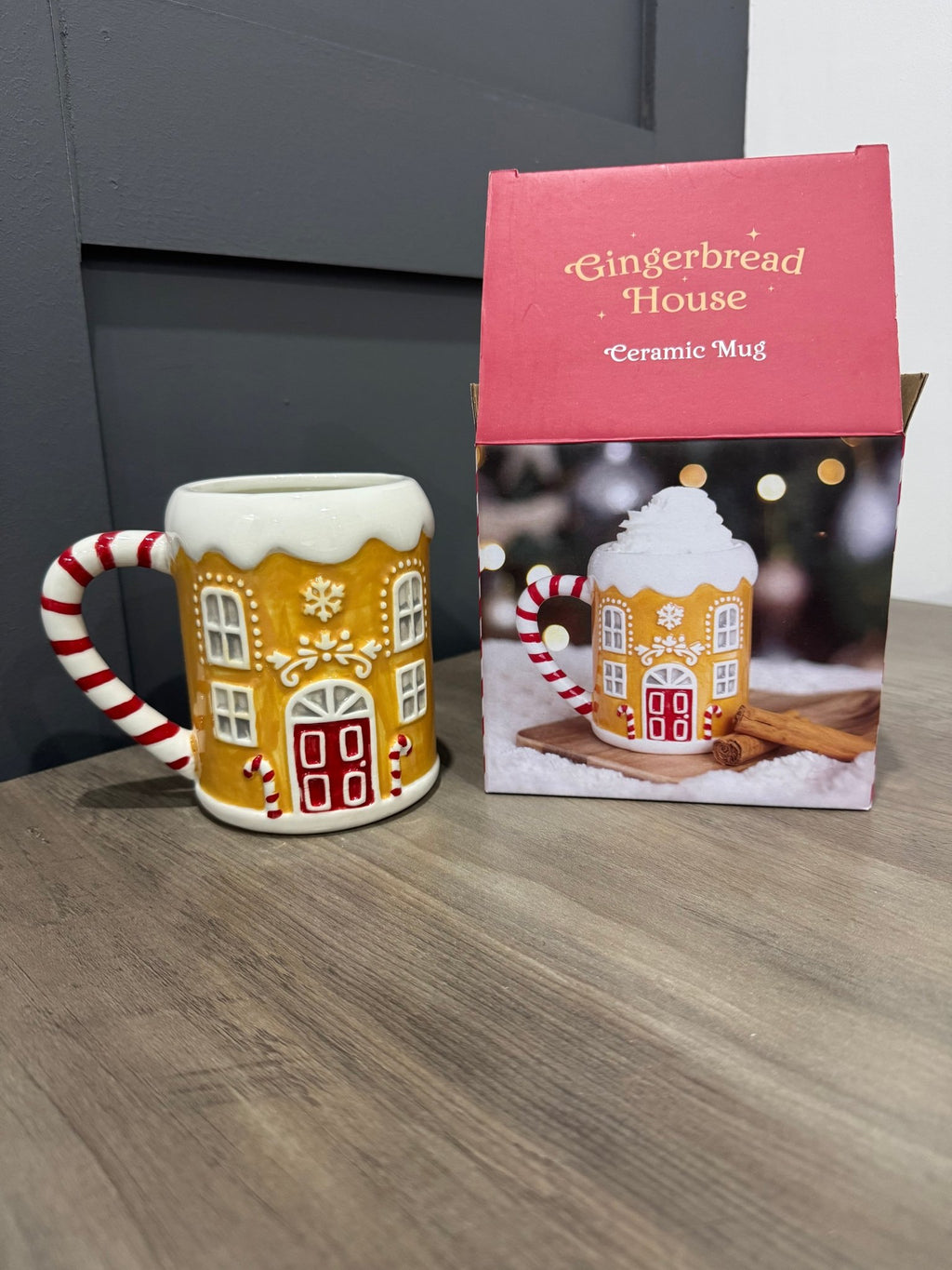 Candy Cane Gingerbread House Christmas Mug - Aura & Aroma