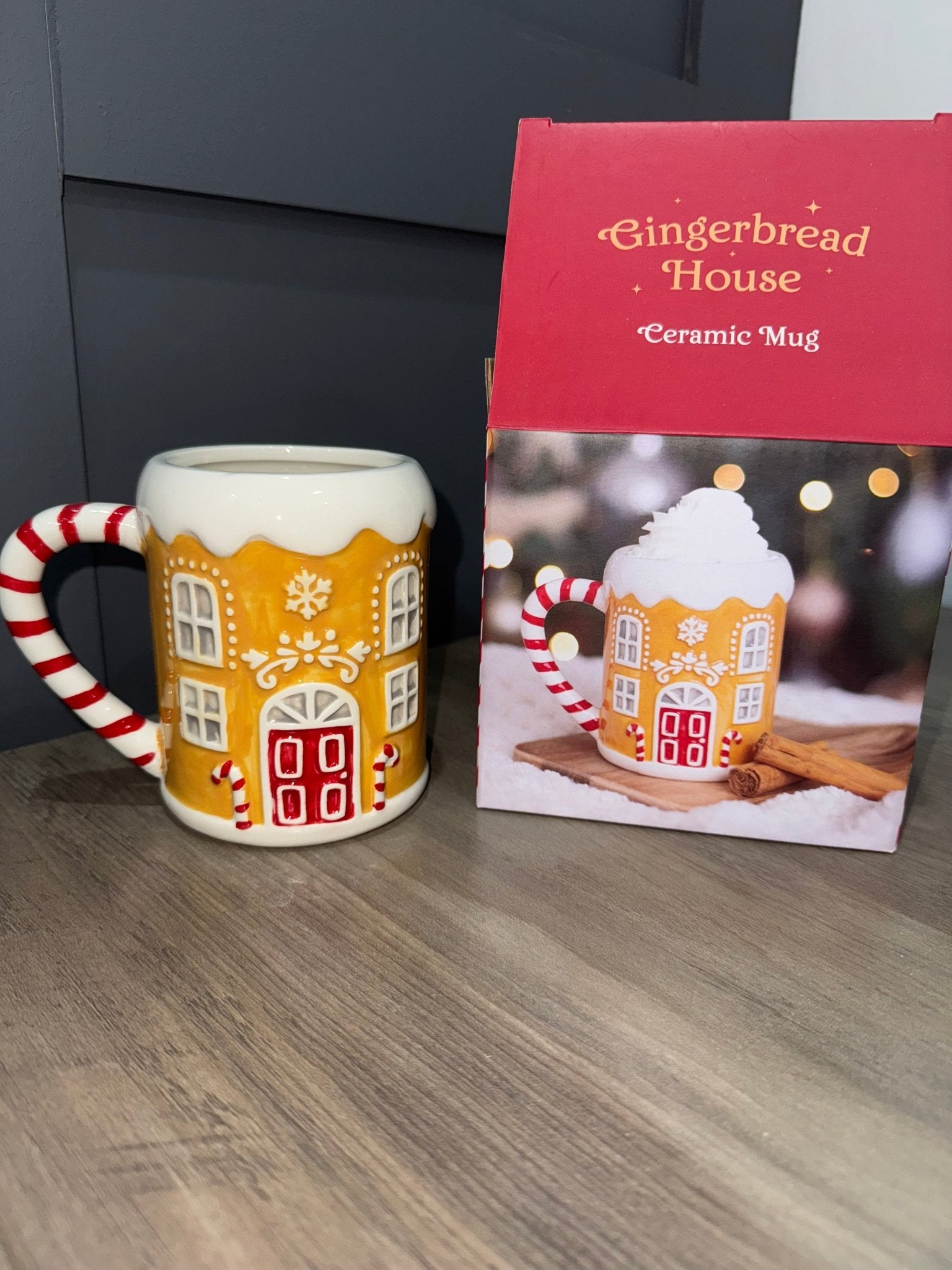 Candy Cane Gingerbread House Christmas Mug - Aura & Aroma