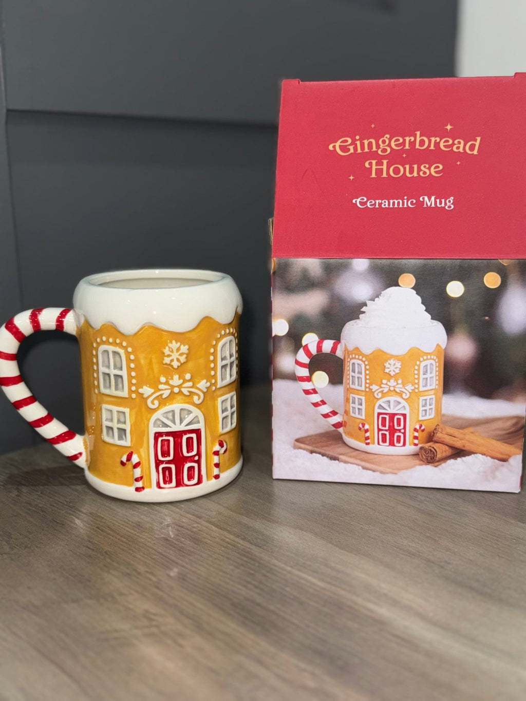 Candy Cane Gingerbread House Christmas Mug - Aura & Aroma