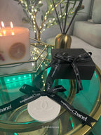 Chanel inspired car and home hanging air freshener perfect gift present anniversary and birthday - black ribbon - Aura & Aroma
