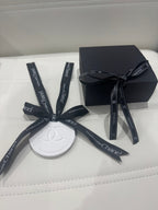 Chanel inspired car and home hanging air freshener perfect gift present anniversary and birthday - black ribbon - Aura & Aroma