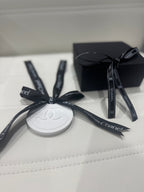 Chanel inspired car and home hanging air freshener perfect gift present anniversary and birthday - black ribbon - Aura & Aroma