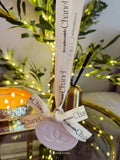 Chanel inspired car and home hanging air freshener perfect gift present anniversary and birthday - white ribbon - Aura & Aroma