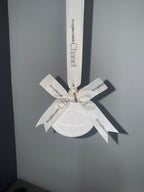 Chanel inspired car and home hanging air freshener perfect gift present anniversary and birthday - white ribbon - Aura & Aroma