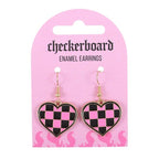 Checkerboard Heart Earrings - Aura & Aroma