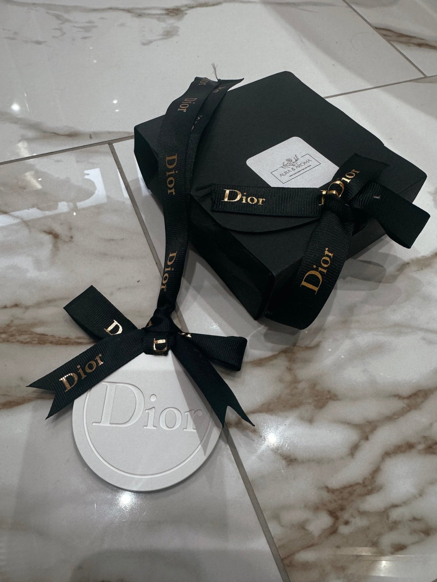 Dior inspired car and home hanging air freshener perfect gift present anniversary and birthday - Black Ribbon - Aura & Aroma