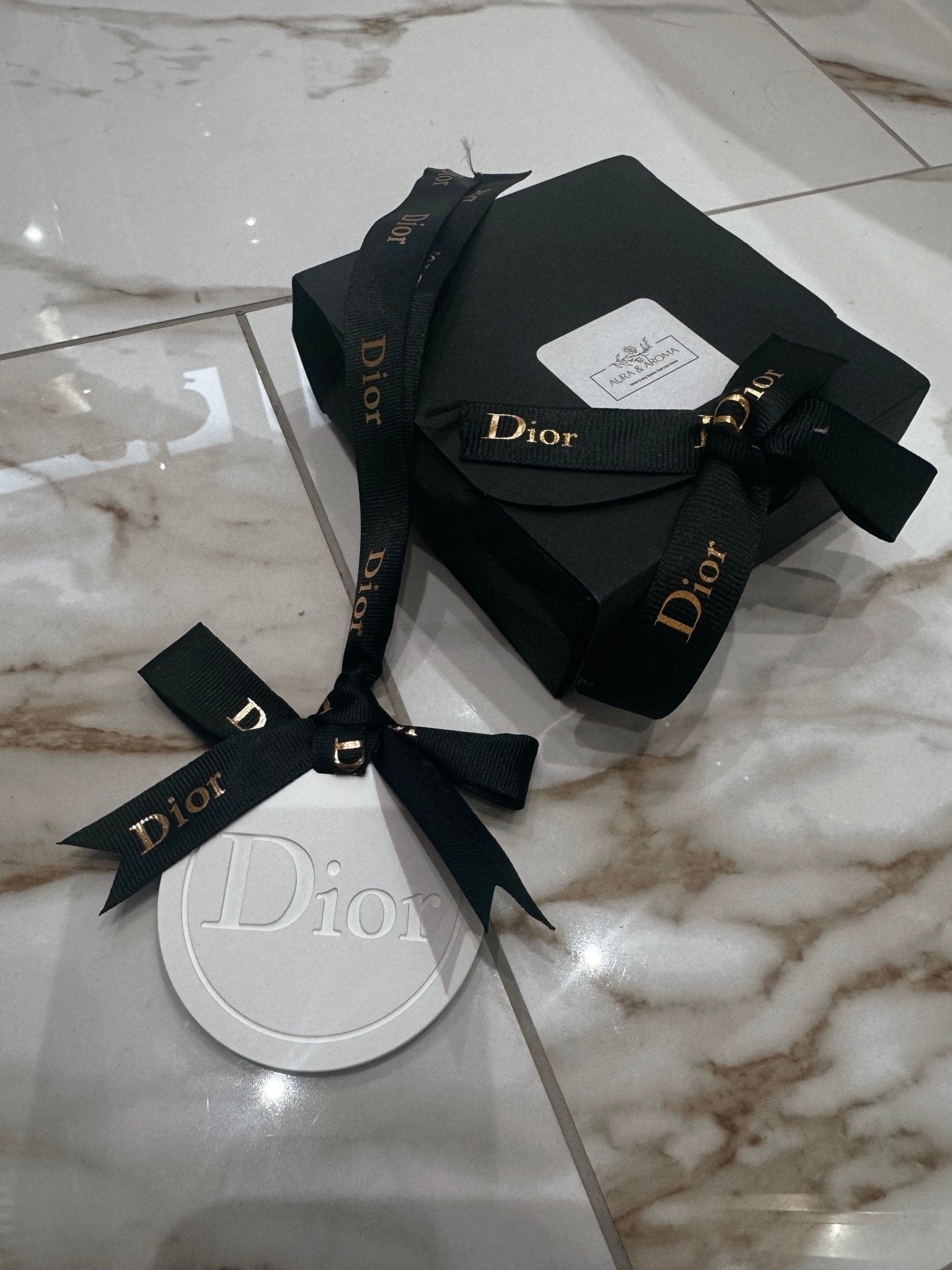 Dior inspired car and home hanging air freshener perfect gift present anniversary and birthday - Black Ribbon - Aura & Aroma