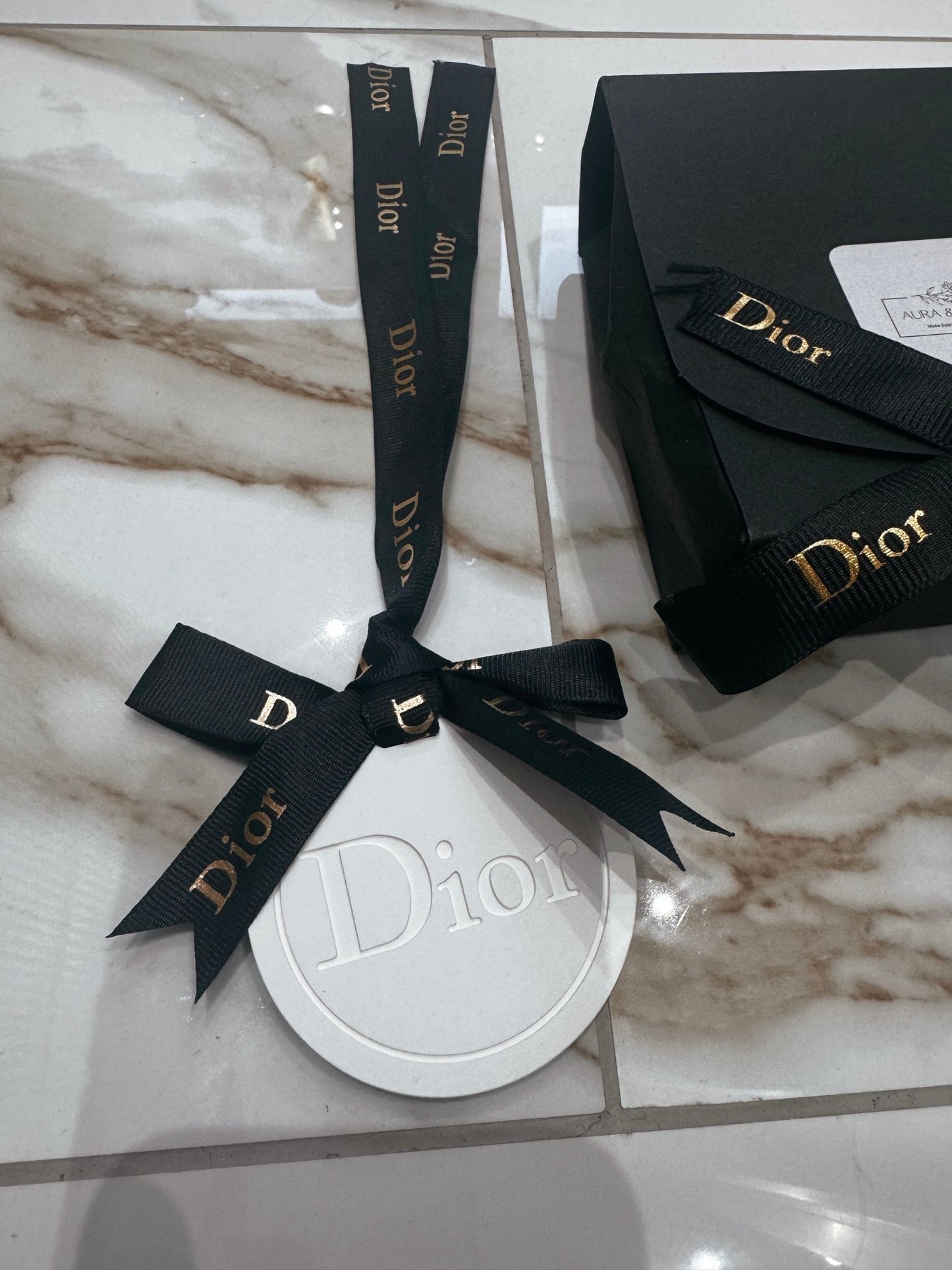 Dior inspired car and home hanging air freshener perfect gift present anniversary and birthday - Black Ribbon - Aura & Aroma
