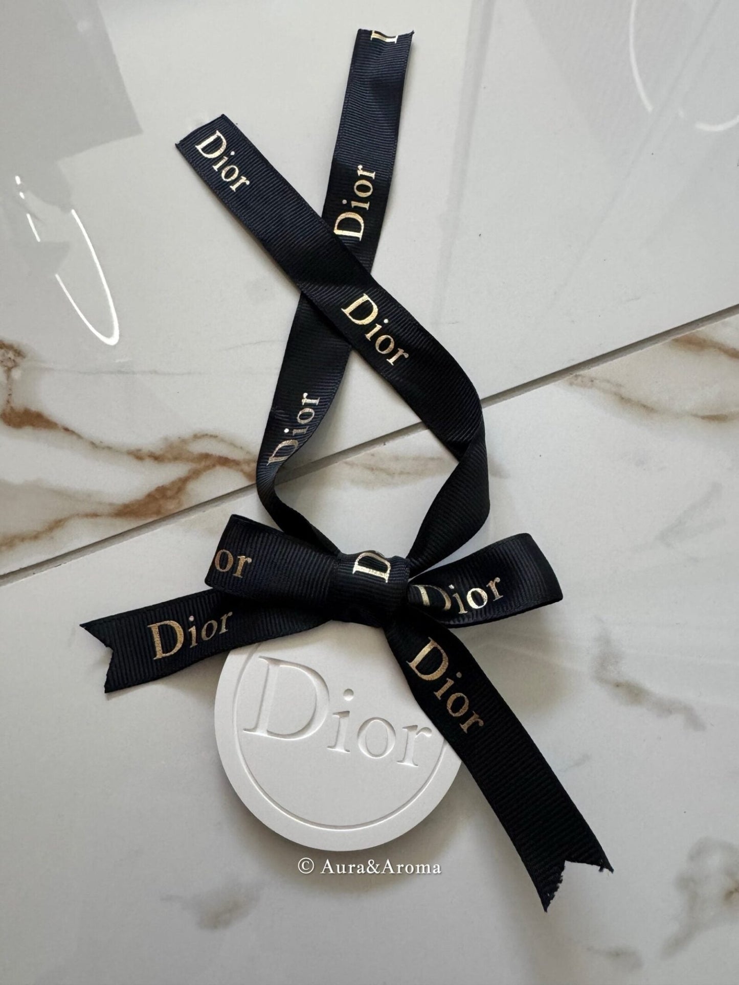 Dior inspired car and home hanging air freshener perfect gift present anniversary and birthday - Black Ribbon - Aura & Aroma