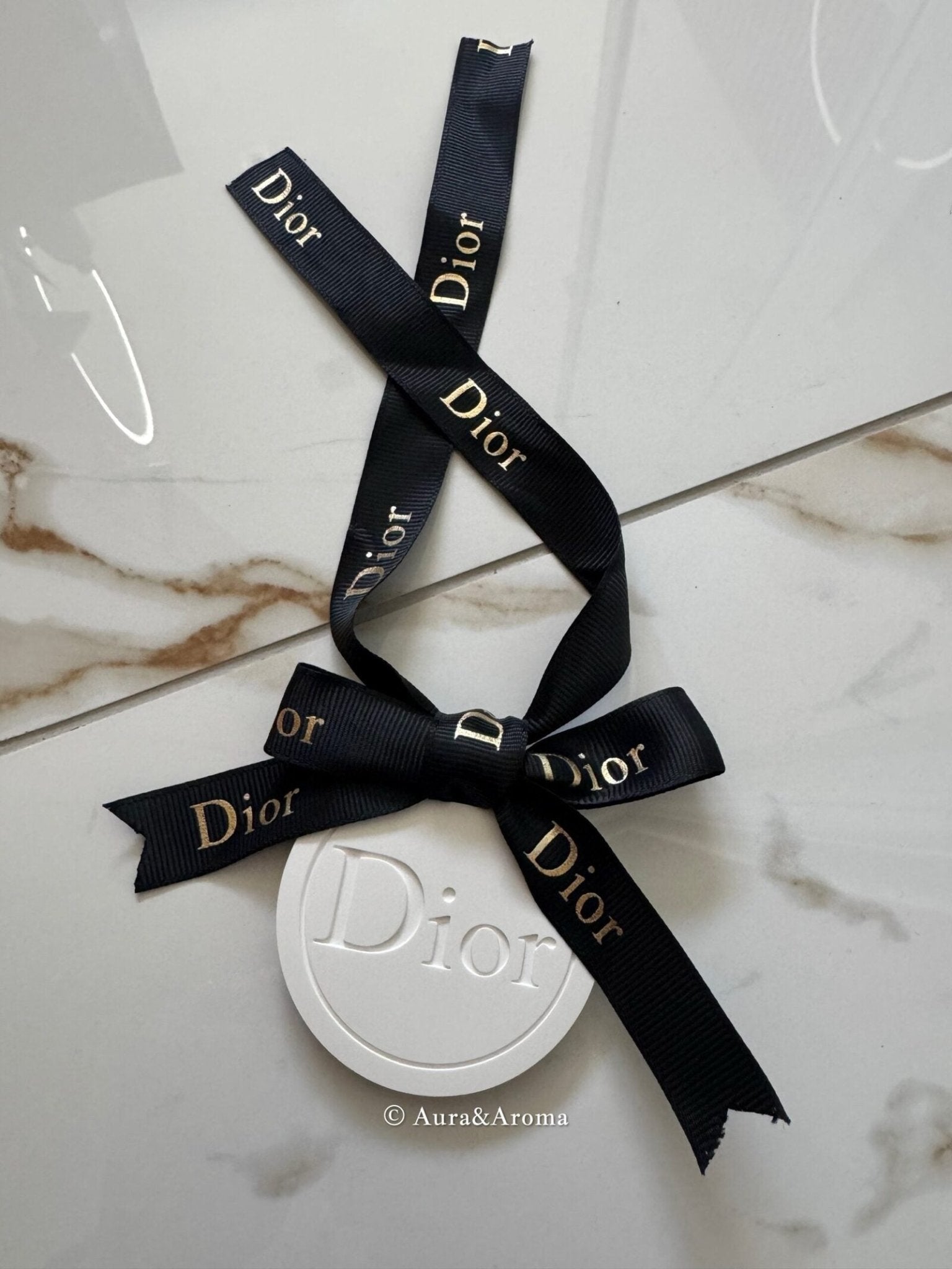 Dior inspired car and home hanging air freshener perfect gift present anniversary and birthday - Black Ribbon - Aura & Aroma