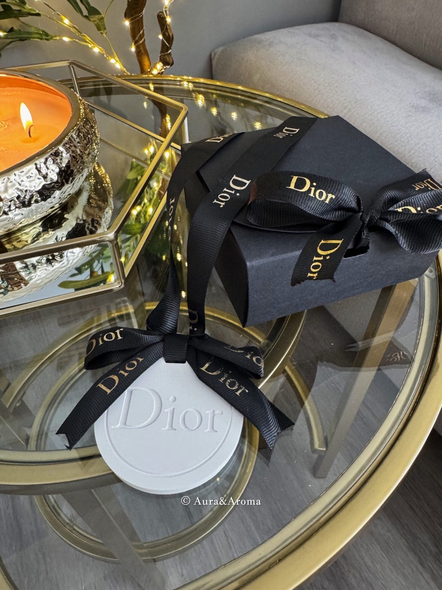 Dior inspired car and home hanging air freshener perfect gift present anniversary and birthday - Black Ribbon - Aura & Aroma