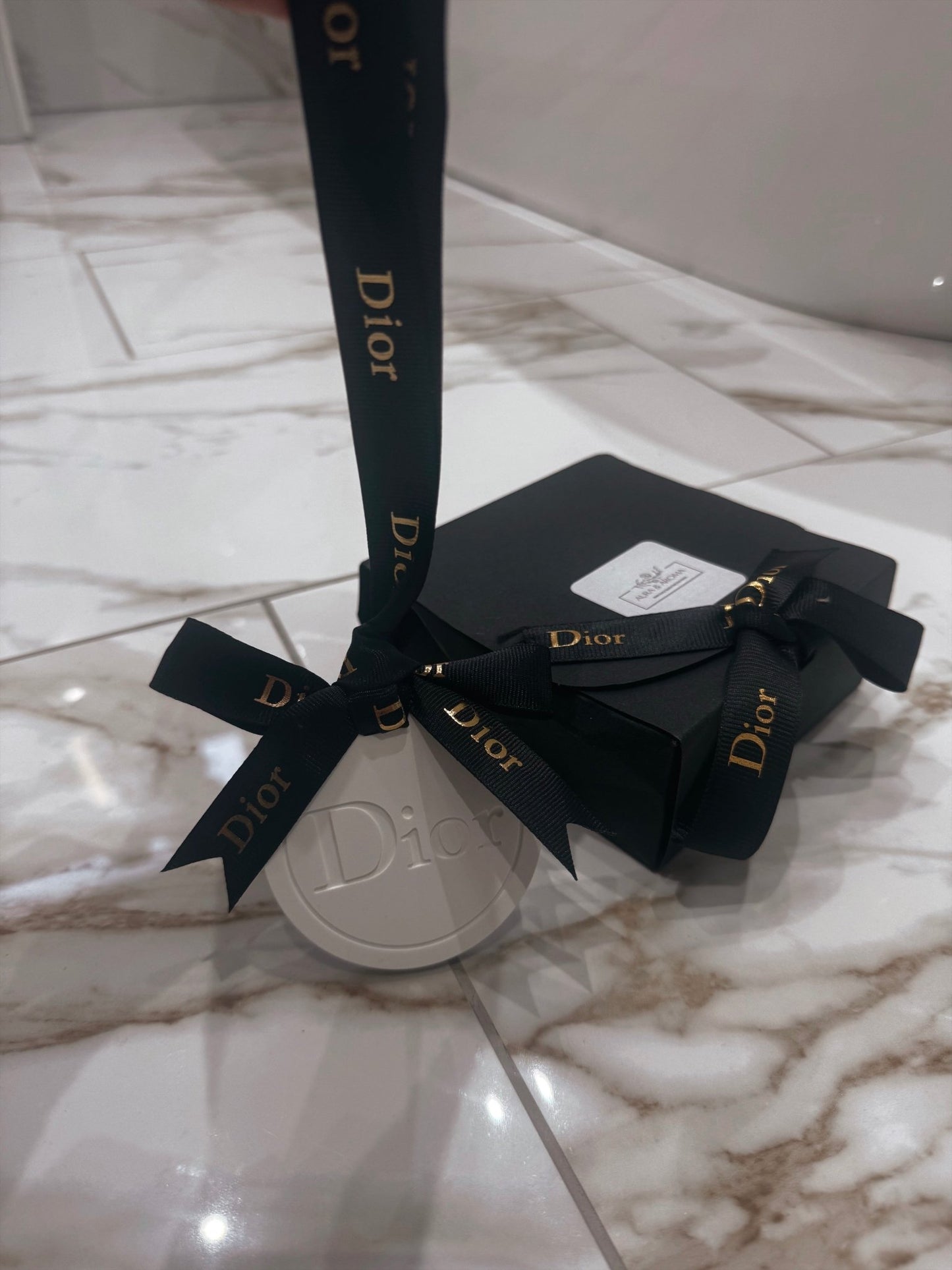 Dior inspired car and home hanging air freshener perfect gift present anniversary and birthday - Black Ribbon - Aura & Aroma