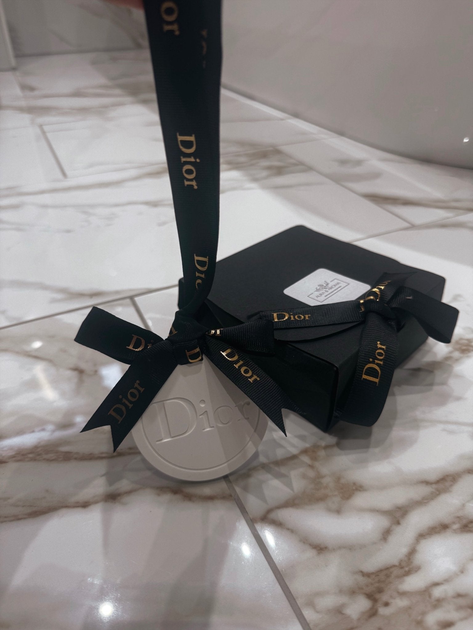 Dior inspired car and home hanging air freshener perfect gift present anniversary and birthday - Black Ribbon - Aura & Aroma