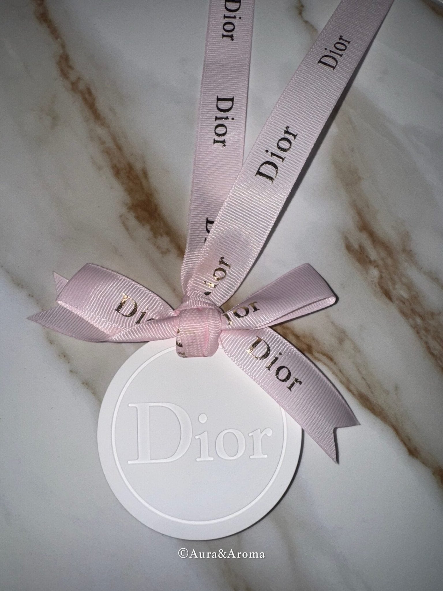 Dior inspired car and home hanging air freshener perfect gift present anniversary and birthday - pink ribbon - Aura & Aroma