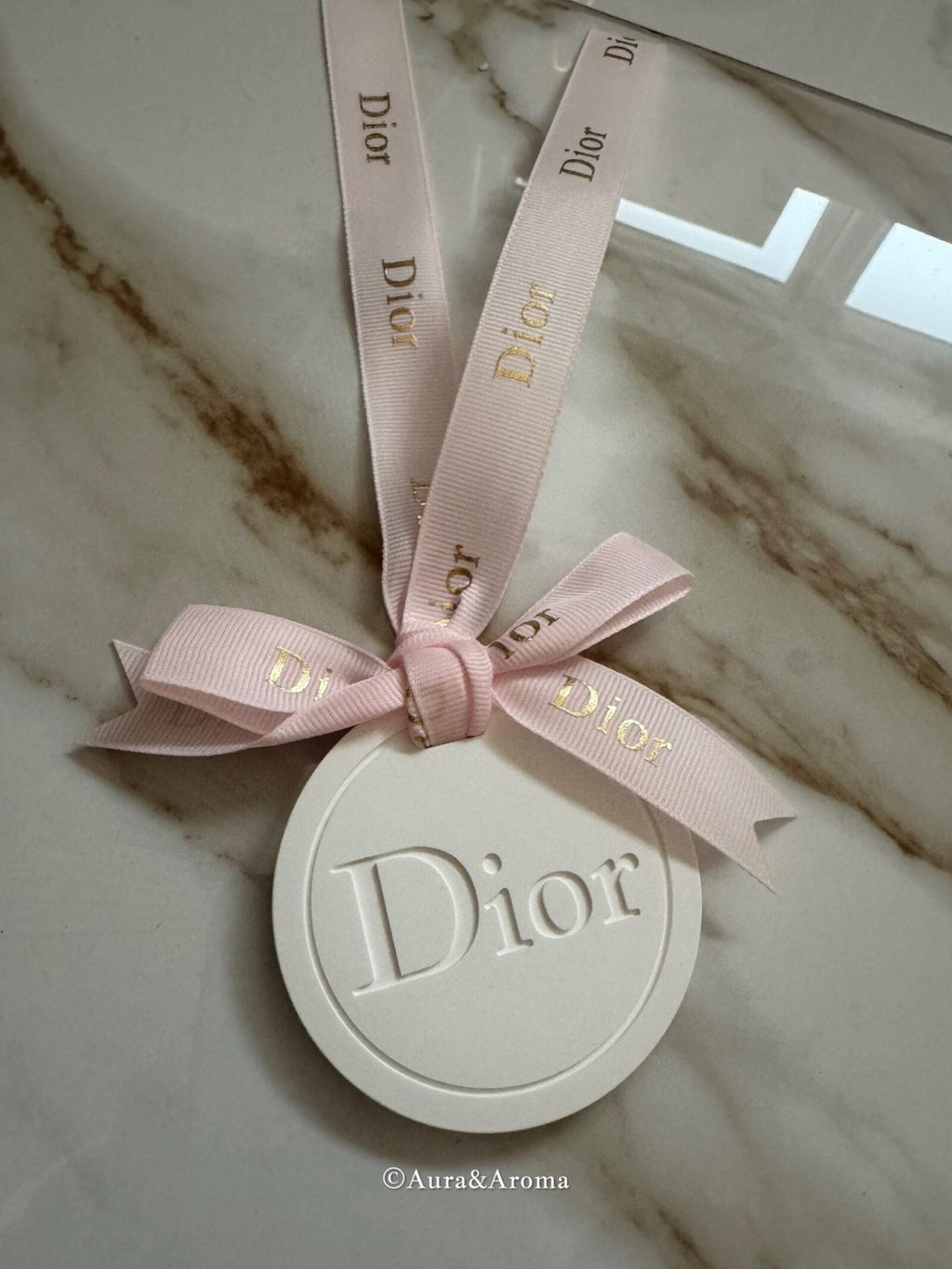 Dior inspired car and home hanging air freshener perfect gift present anniversary and birthday - pink ribbon - Aura & Aroma