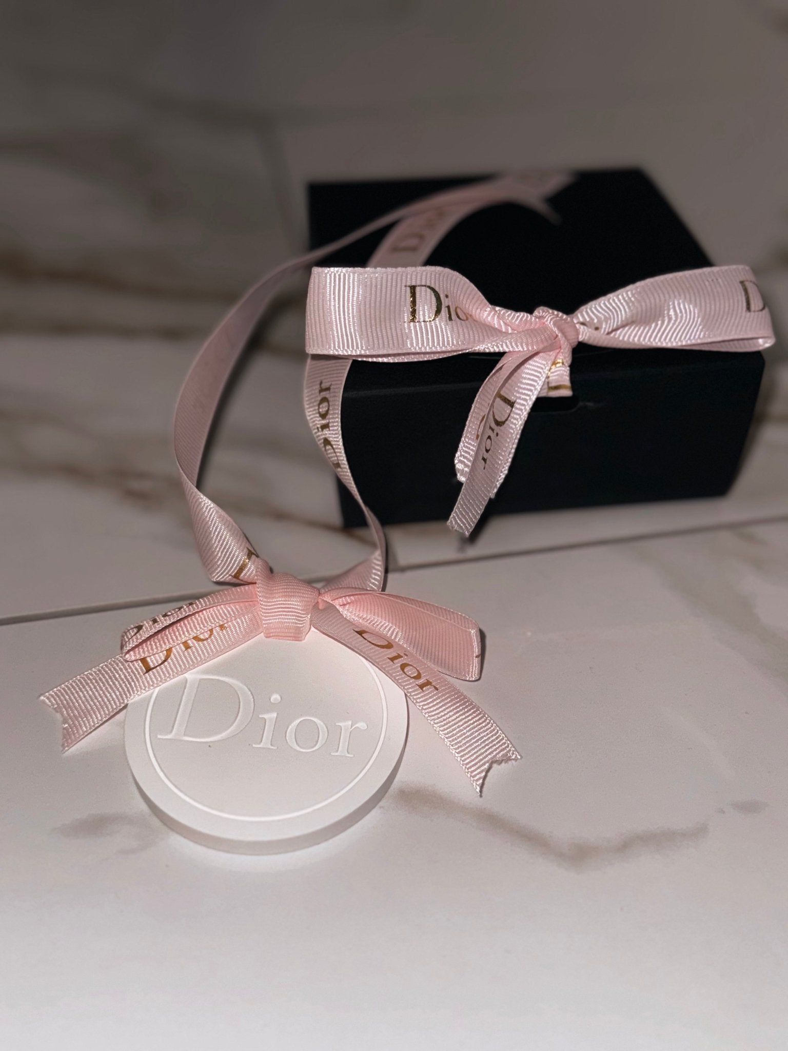 Dior inspired car and home hanging air freshener perfect gift present anniversary and birthday - pink ribbon - Aura & Aroma