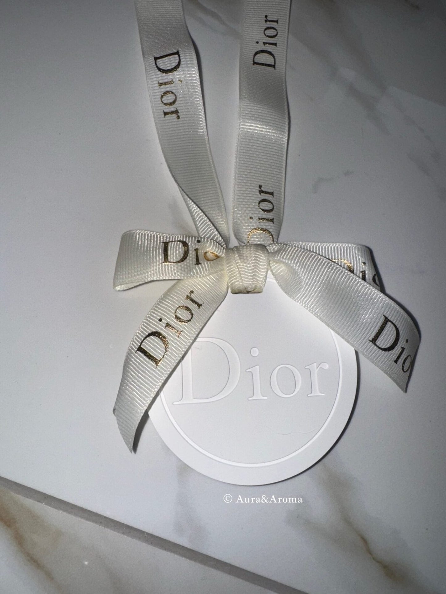 Dior inspired car and home hanging air freshener perfect gift present anniversary and birthday - white ribbon - Aura & Aroma