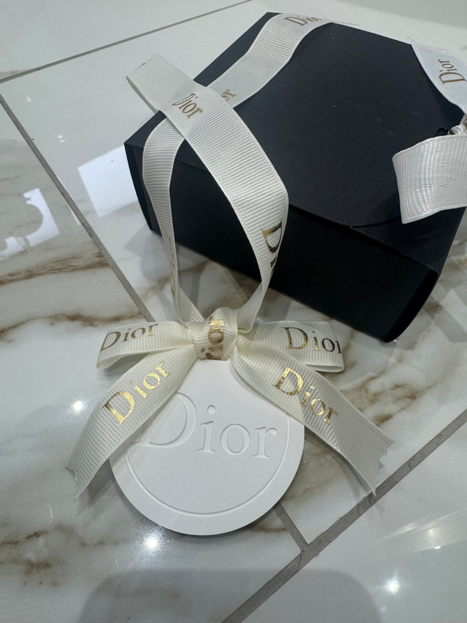 Dior inspired car and home hanging air freshener perfect gift present anniversary and birthday - white ribbon - Aura & Aroma
