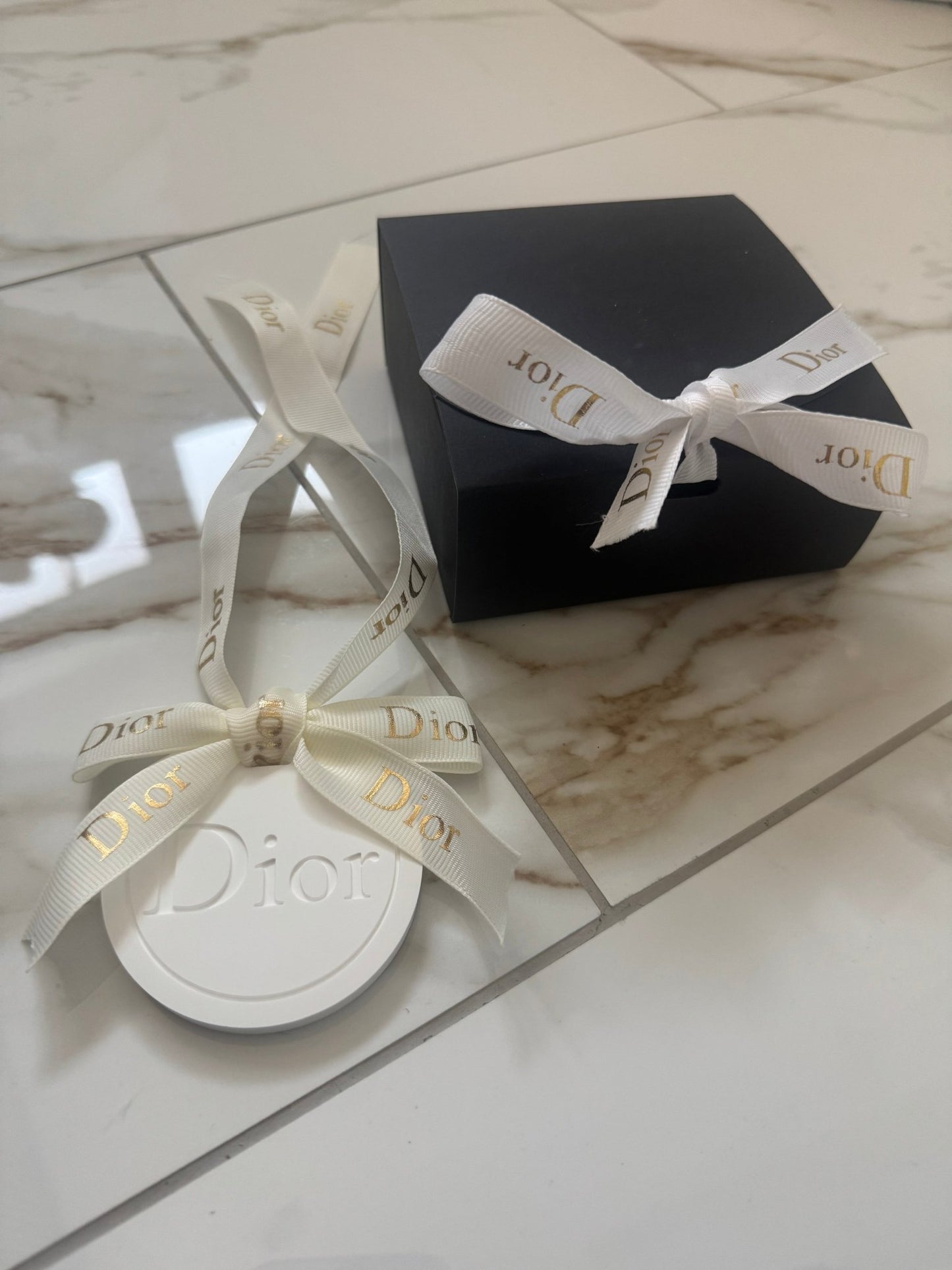 Dior inspired car and home hanging air freshener perfect gift present anniversary and birthday - white ribbon - Aura & Aroma