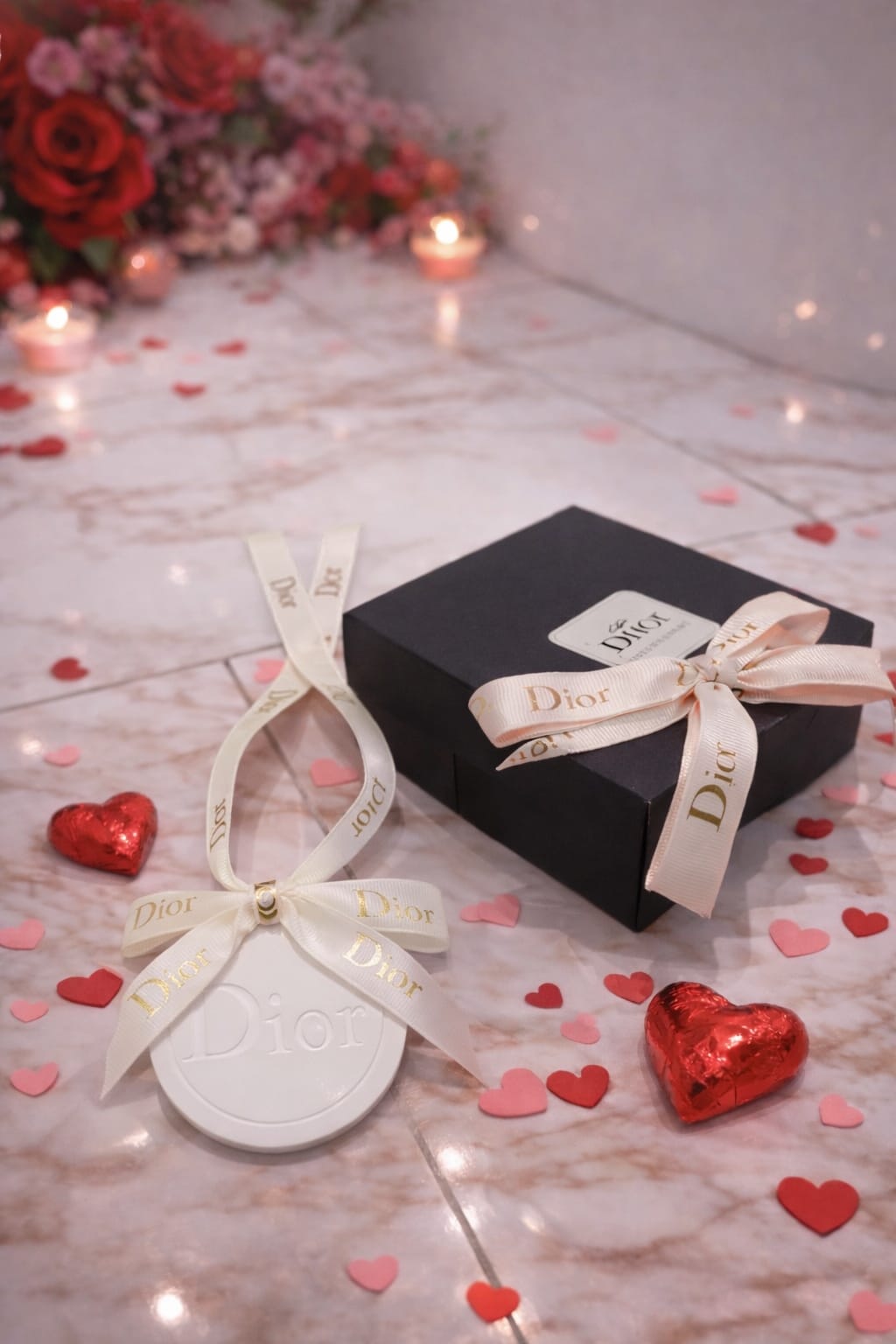 Dior inspired car and home hanging air freshener perfect gift present anniversary and birthday - white ribbon - Aura & Aroma