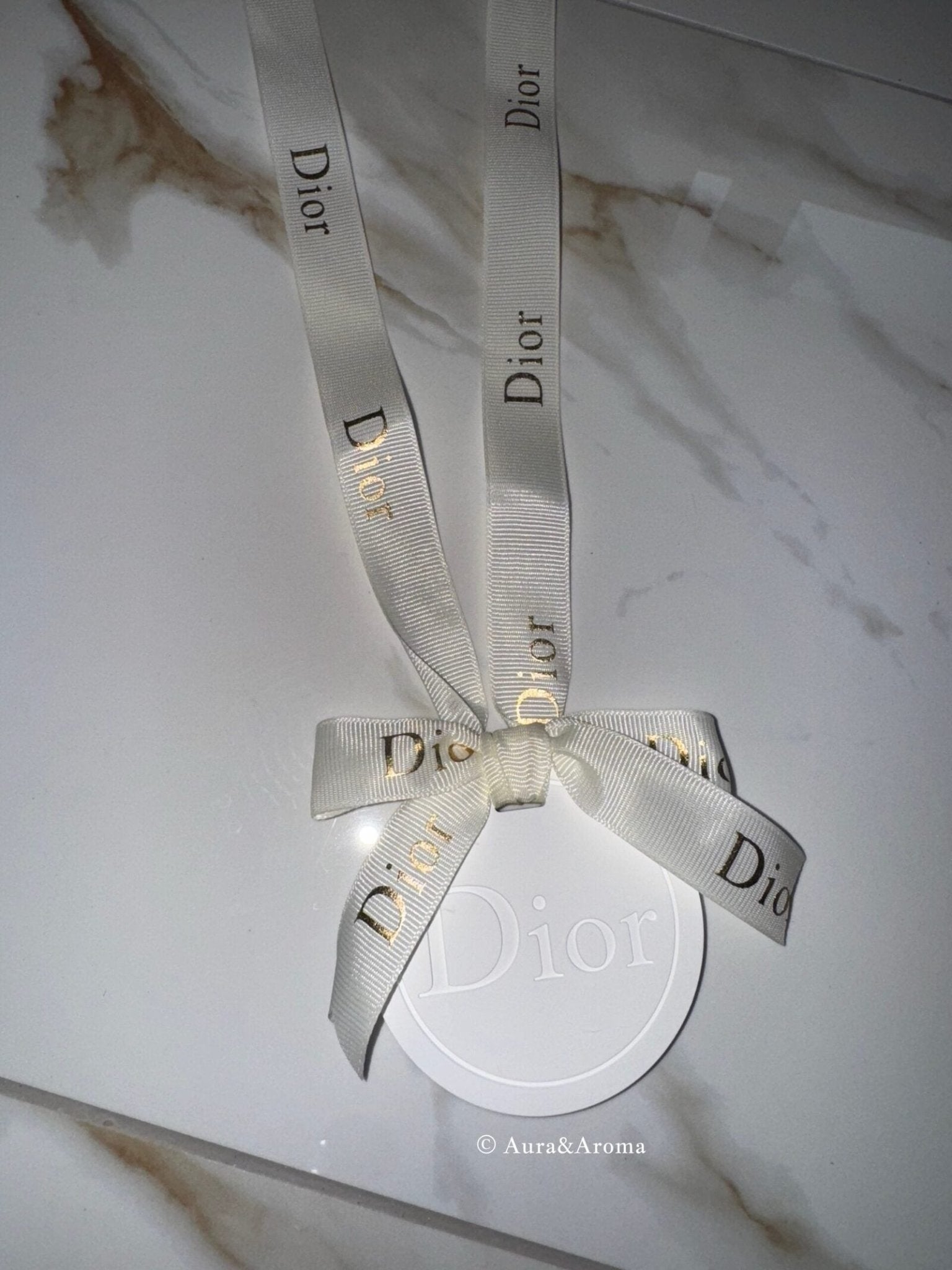 Dior inspired car and home hanging air freshener perfect gift present anniversary and birthday - white ribbon - Aura & Aroma