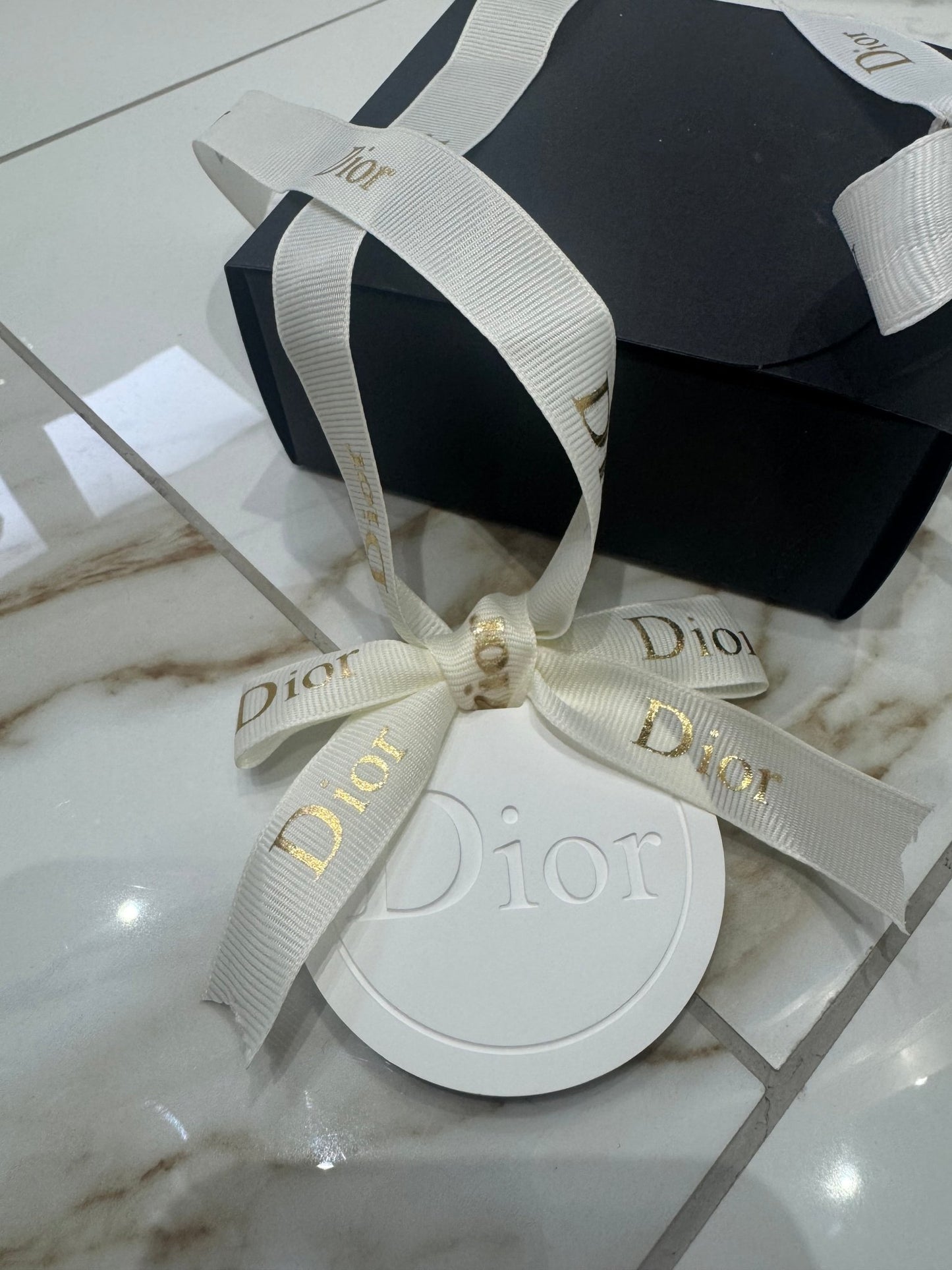 Dior inspired car and home hanging air freshener perfect gift present anniversary and birthday - white ribbon - Aura & Aroma