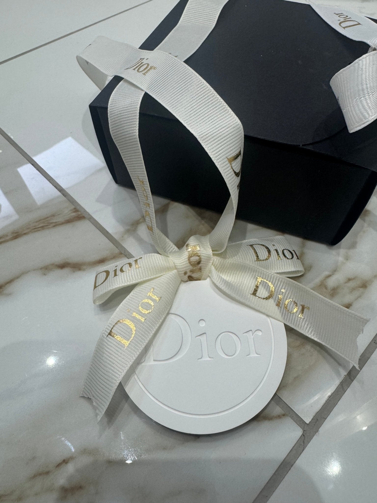 Dior inspired car and home hanging air freshener perfect gift present anniversary and birthday - white ribbon - Aura & Aroma
