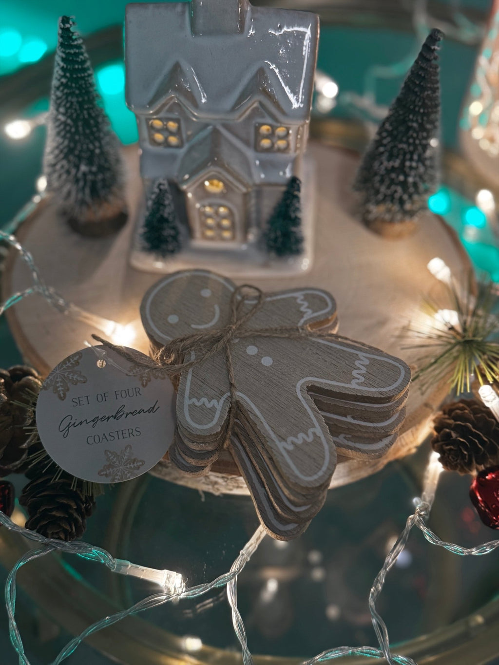 Gingerbread Coasters Set – Festive Holiday Drink Protectors for Christmas 🍪🎄 - Aura & Aroma
