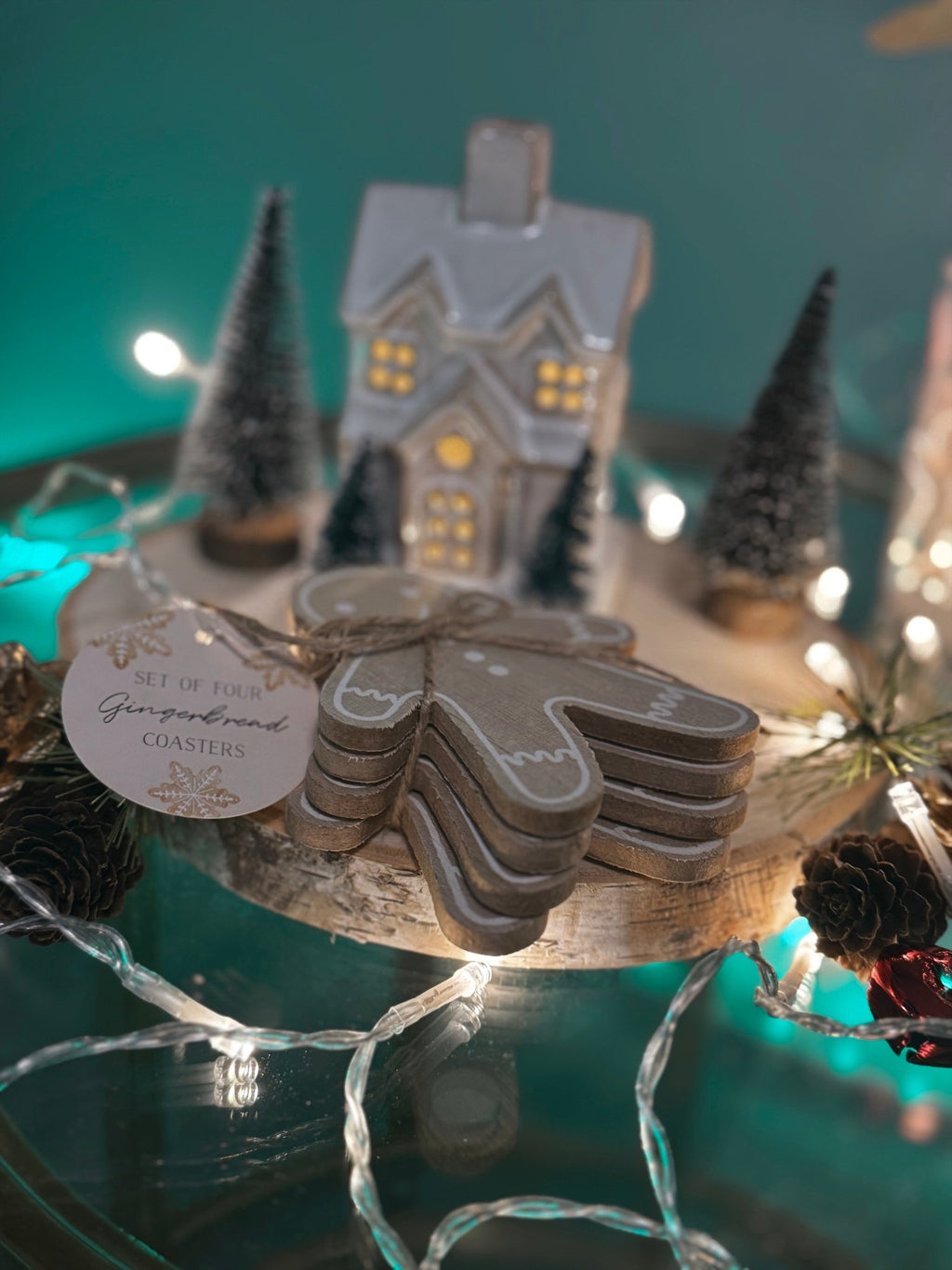 Gingerbread Coasters Set – Festive Holiday Drink Protectors for Christmas 🍪🎄 - Aura & Aroma