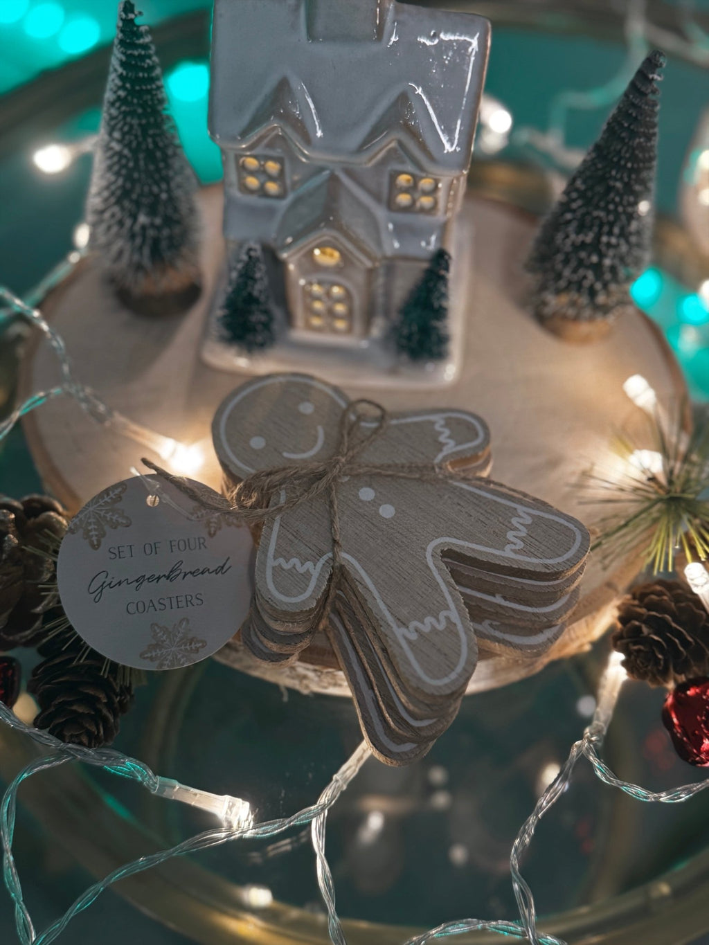 Gingerbread Coasters Set – Festive Holiday Drink Protectors for Christmas 🍪🎄 - Aura & Aroma