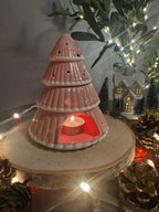 🌸 Pink Christmas Tree Ceramic Oil Burner 🎄✨ - Aura & Aroma