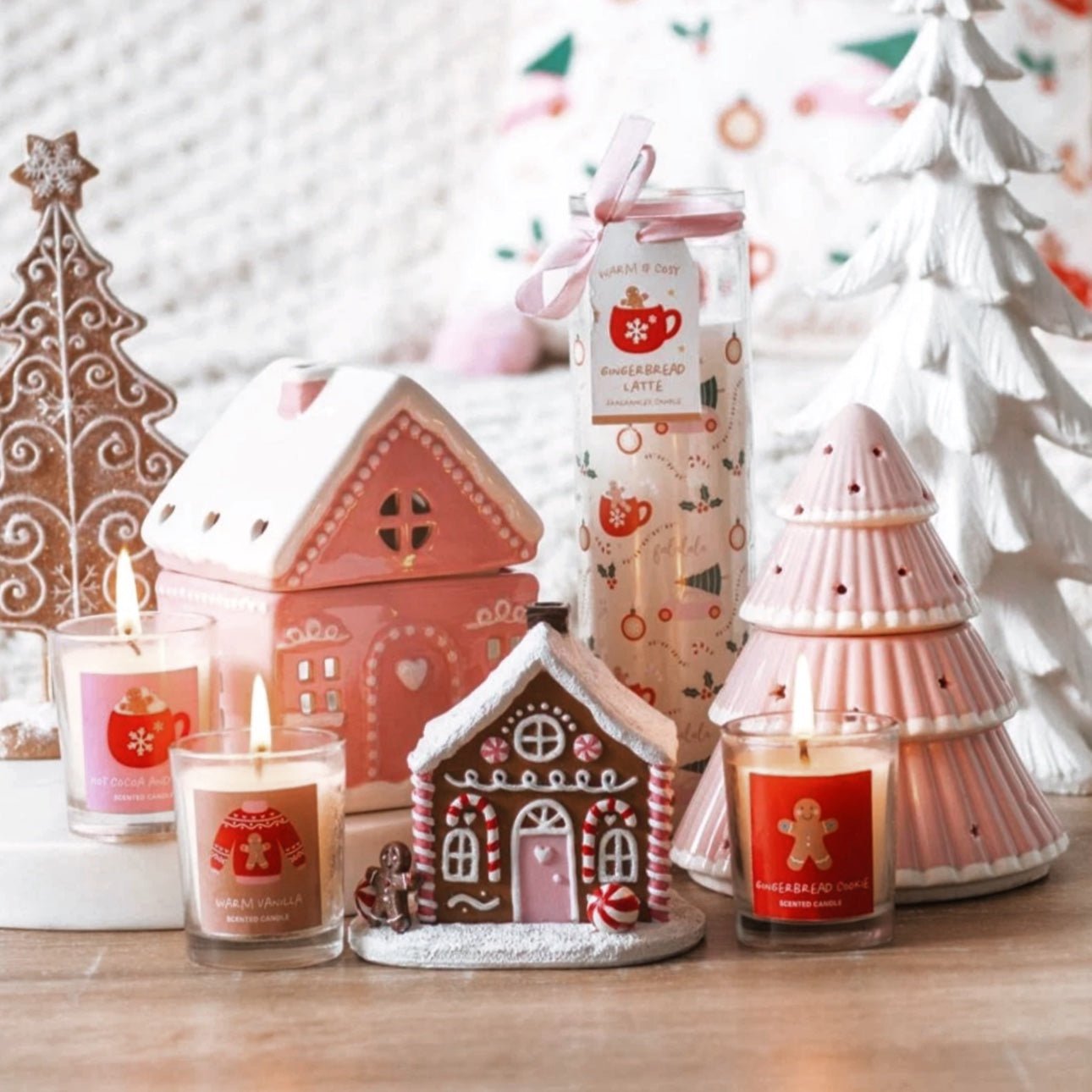 🌸 Pink Christmas Tree Ceramic Oil Burner 🎄✨ - Aura & Aroma