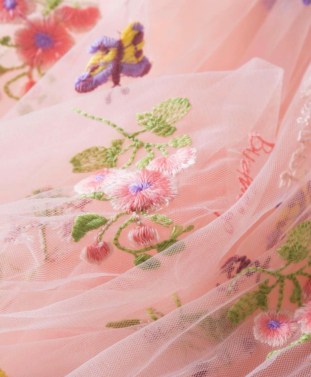 Pink fairy tutu dress with butterfly wings embroidered tulle birthday outfit occasions - Aura & Aroma