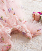Pink fairy tutu dress with butterfly wings embroidered tulle birthday outfit occasions - Aura & Aroma