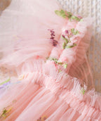 Pink fairy tutu dress with butterfly wings embroidered tulle birthday outfit occasions - Aura & Aroma