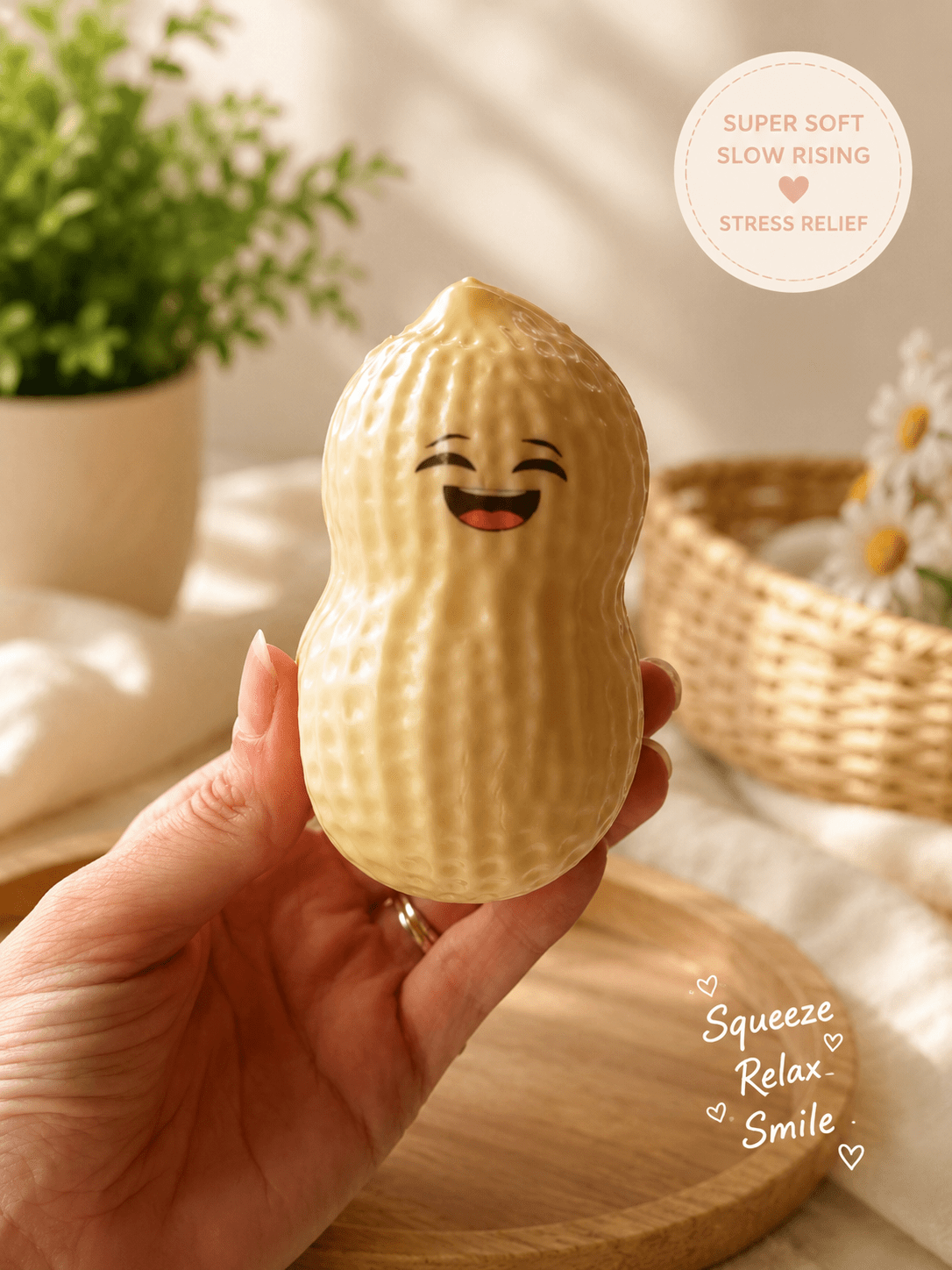 🥜 Slow Rising Peanut Squishy – 10cm | Super Soft Stress Relief Toy 🥜 - Aura & Aroma