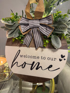 Welcome to Our Home Wooden Door Sign – Handcrafted Charm by Aura & Aroma - Aura & Aroma