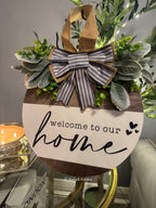 Welcome to Our Home Wooden Door Sign – Handcrafted Charm by Aura & Aroma - Aura & Aroma