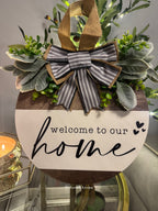 Welcome to Our Home Wooden Door Sign – Handcrafted Charm by Aura & Aroma - Aura & Aroma