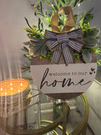 Welcome to Our Home Wooden Door Sign – Handcrafted Charm by Aura & Aroma - Aura & Aroma