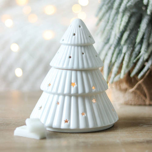 White Christmas Tree Oil Burner - Aura & Aroma